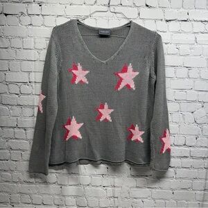 Wooden Ships Gray Knit Sweater star print size M/L